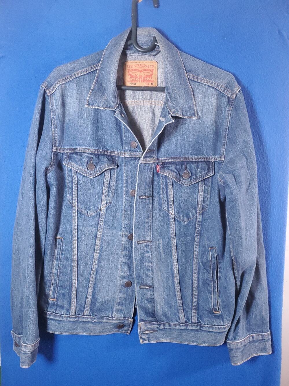 Levis Denim Trucker Jacket Mens Size Medium Blue Jean Cowboy Western Standard